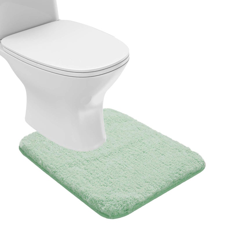 Suchtale Bathroom Contour Rug Non Slip Bath Mat Water Absorbent Soft Microfiber Shaggy Bathroom Mat Machine Washable Bath Rug for Bathroom Thick Plush U Shape Toilet Rug (20 x 24, Pale Green) - Image 1